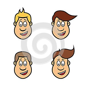 Set of cartoon faces of a man,