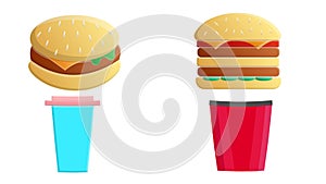 Set of cartoon fast food. Vector illustration  eps10  isolated on white