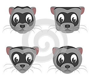 Set of cartoon ferrets.