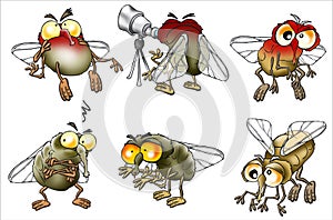 Set of cartoon flies photo