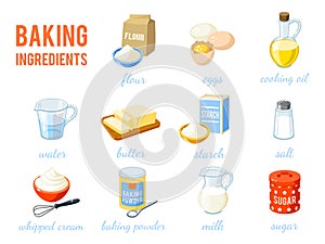 Set of cartoon food: ingridients