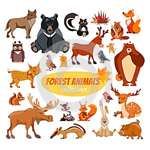 Set of cartoon forest animals