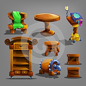 Set of cartoon furnitures.