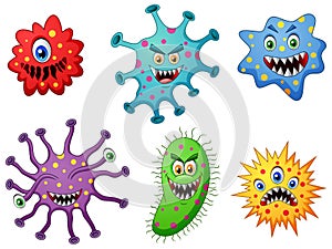 Set of cartoon germ and virus