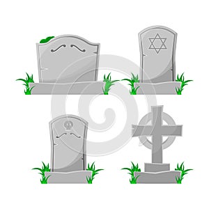 Set of cartoon grave. Vector illustration.