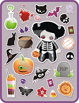 Set of cartoon Halloween sticker