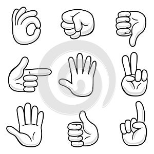 Set of cartoon hand show gestures