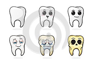 Set of cartoon human tooths