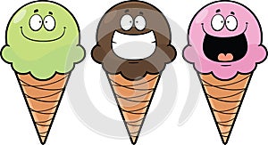 Set Cartoon Ice Cream Cones