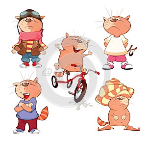 Set Cartoon Illustration Cute Cats for you Design