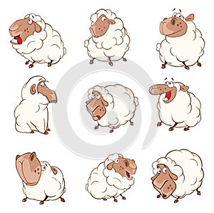 Set of Cartoon Illustration Sheep for you Design