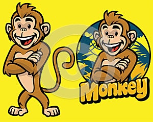 Set of cartoon monkey character