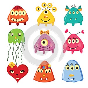 Set of cartoon monsters