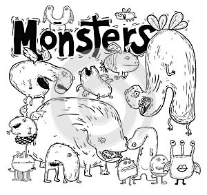 Set of cartoon monsters. vector illustration