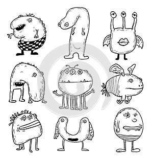 Set of cartoon monsters. vector illustration