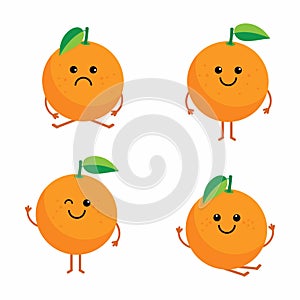 Set cartoon oranges