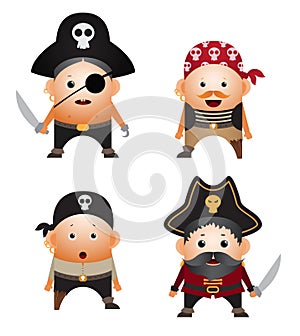 Set of cartoon pirates