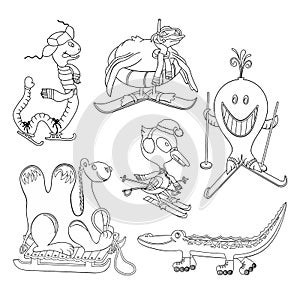 Set of cartoon vector animals