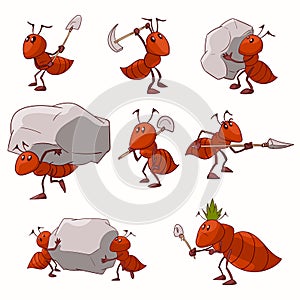 Set of cartoon vector ants