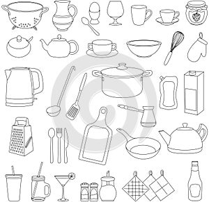 Set of cartoon vector tableware