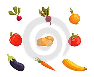 Set of cartoon vegetables