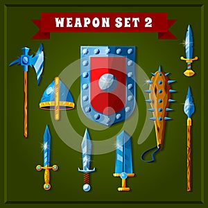 Set of cartoon weapons.