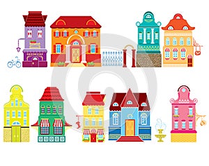 Set of Cartoons fairy tale drawing houses