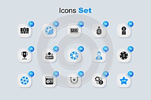 Set Casino chips exchange, signboard, win, with dollar, Stacks paper money cash and icon. Vector