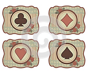Set casino poker card in vintage style photo