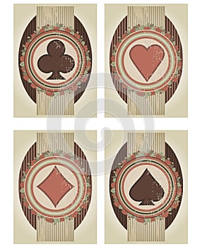 Set casino poker cards in vintage style