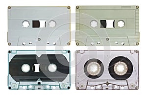Set of Cassette Tape Isolated on White