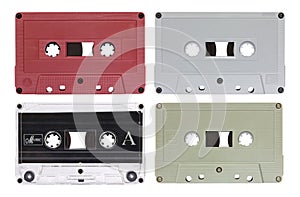 Set of Cassette Tape Isolated on White