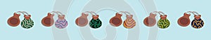 Set of castanet cartoon icon design template with various models. vector illustration isolated on blue background