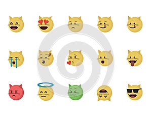 Set of cat emoticon
