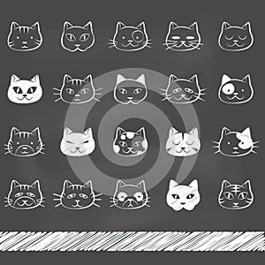 Set of cat icons. Vector illustration decorative background design