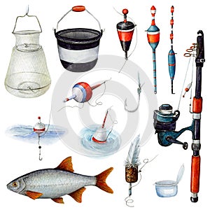 Set for catching fish with a float