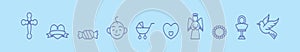 Set of catholic cartoon icon design template with various models. vector illustration isolated on blue background photo