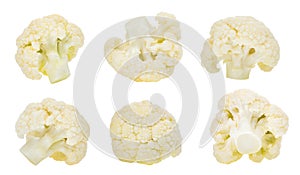 Set of cauliflower vegetable isolated on white
