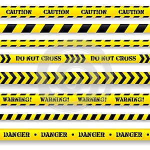 Set of caution tapes.