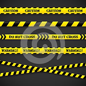 Set of caution tapes. Vector illustration.