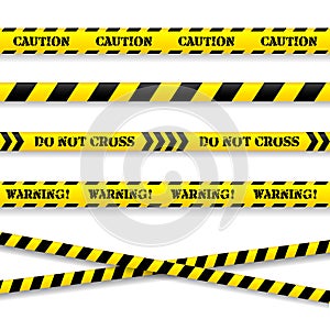 Set of caution tapes. Vector illustration.