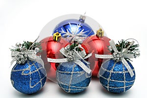 Set of celebratory christmas-tree decorations of blue color