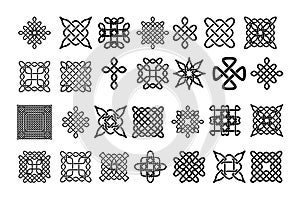 Set of Celtic Elements Vector Ancient Pagan Scandinavian Sacred Knotwork Symbols