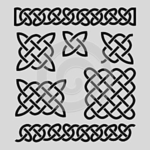 Set of celtic patterns and celtic elements. Vector illustration.
