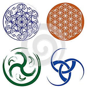 Set of Celtic Symbols and Flower of Life