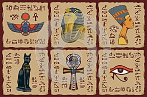 Set of ceramic tiles on the theme of Ancient Egypt