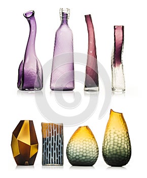 Set of ceramic vases isolated on white background