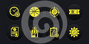 Set Certificate basketball award, Basketball game ticket, Sports shop and, Planning strategy, concept and Clock with