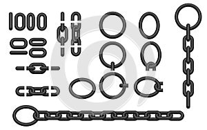 Set of chain element on white background