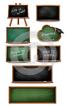 Set of chalkboards and schoolboards.